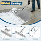 CAROD 33.4" Large Floor Squeegee for Concrete, Industrial Silicone Blade Squeegee for Floor with 63" Stainless Handle, Anti-Splash Curved Baffle Design for Garage, Factory, and Tough Cleaning Jobs