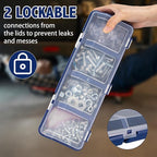 Hushee 6 Pcs Screw Organizer Box with Lid 4 Compartments Tool Bin Divider Plastic Stackable Hardware Organizer Small Part Storage Sorting Screw Box for Garage Workbench Craft Storage (Blue)