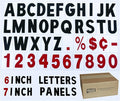 6 on 7 inch Marquee Sign Letters for Outdoor Signs, the 6" Letter printed on 7" high .060 thick Rigid acrylic panel, Reader Board Black Letters & Red Numbers - Sign Letter Depot