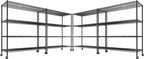 REIBII 55.5''W Heavy Duty Metal Shelves with Wheels - 4PCS Adjustable Garage Storage Rack, 75.6" H X 55.5''W X 24" D