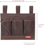 Hanging Bedside Caddy, Bedside Storage Organizer for Magazine, Phone, Remote control (Classic4 Pockets-Coffee)