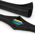 Split Braided Cable Sleeve，Flexible Wire Loom Tubing, Automotive Cord Protector Pet Proof, Cable Management for Computer TV Electric Wires Harness 16ft (Black, 10mm（3/8")
