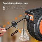 SURAIELEC 80 FT Retractable Extension Cord Reel, 14 AWG SJTOW Power Cord for Garage & Workshop, 10A Circuit Breaker, Wall/Ceiling Mount, Upgraded Anti-Tangle Roller Design, ETL Listed, Orange