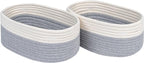 CubesLand Cube Shelf Storage Baskets for Organizing, Woven Shelf, Closet Bins Shelves Toy Basket Box Nursery Baby 2 Packs Organization Off White/Light Gray