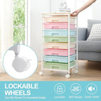 Rolling Storage Cart with Drawers,Utility Cart With 8 Drawers and Wooden Tabletop,Rolling Drawer Cart,Storage Drawer Cart for Living Room,Classroom,Bedroom,Bathroom,Dorm,Office,Rainbow