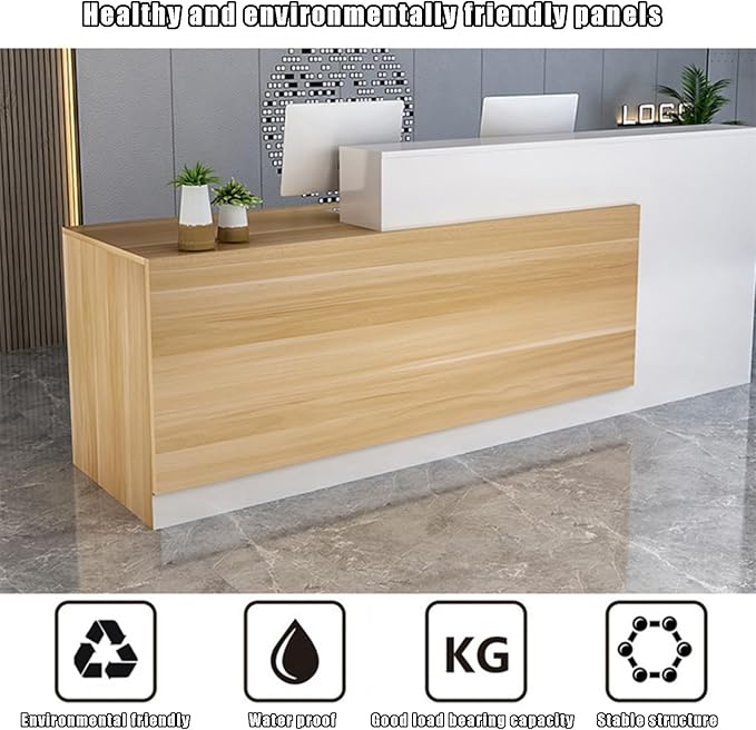 Reception Counter Desk with Lockable Drawers, Modern Retail Counter, Home Office Desk/Table, for Checkout, Office, Beauty Salon, Lobby
