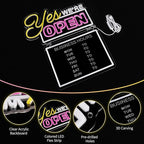 MissAudrey Yes! We Are Open Neon Signs for Business with Cycle Timer, 16.5"*19.4" LED Open Neon Sign for Wall Decor, USB Power with Business Hours Lights Up Sign for Bar Coffee Shop Restaurant Club