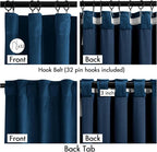 MIULEE Velvet Curtains 84 Inches Long 2 Panels Set for Bedroom, Pinch Pleat Back Tab Luxury Thermal Insulated Living Room Darkening Drapes Pleated Blackout Window Curtains with Hooks, Navy Blue