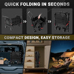 LEVELEVE Heavy Duty Folding Wagon - 2-in-1 Collapsible Cart, 650lb Capacity, All-Terrain Wheels w/Brakes & Side Pockets