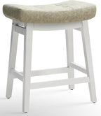 Counter Height Bar Stool Kitchen Counter Modern Backless Barstool with Upholstered Faux Leather Seat and Solid Wood Leg Farmhouse 24 inch Bar Chair, Light Grey + White, 1pc