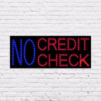 LED No Credit Check Sign for Retail Business Displays |Advertising Electronic Light Up Sign for Windows Walls |11"H x 27"W x 2"D
