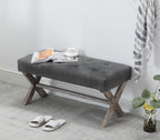chairus PU Leather Upholstered Entryway Bench, 36 inch Bedroom Bench Seat with X-Shaped Wood Legs for Living Room, Foyer or Hallway - Gray