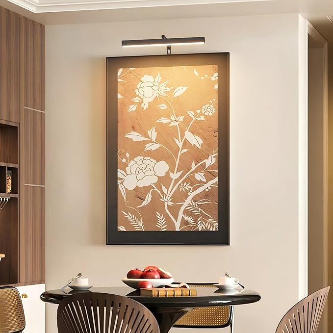 4W Plug in Picture Light for Paintings with Remote Control, 12" LED Art Display Lighting for Gallery, Dartboard, Artwork, Black Wall Mounted Picture Frame Light