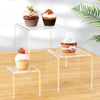 NIUBEE 2Set Acrylic Risers Display for Funko POP Figures,Clear Cake Stands for Candy Dessert Table Decorations-5"x6"x7"