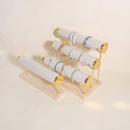 GemeShou Velvet Bangle storage oragenizer for selling, Beige bracelet storage rack for boutique store, Velvet wrap watch holder with wooden base for women girls【Bracelet holder-three tiers】
