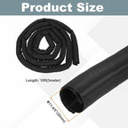 MECCANIXITY 1-1/5 Inch ID Split Loom Tubing 10ft Polyester Cord Protector Wire Cable Sleeve for USB Cable Power Cord, Black