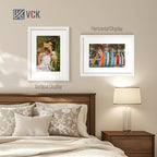 VCK 12x16 White Picture Frame set of 5, Textured Exclusive Wooden Photo Frames with HD glass | Matted to 8x12 or 12x16 without Mat | Wall Hanging