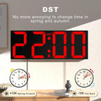 JALL 22'' Large Digital Wall Clock, Big LED Number Dispaly, DST, Night Light for Classroom, Living Room, Bedroom, Mounted, Birthday Xmas Gift for Senior, Mem Womem Mom Dad, Red