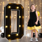 Pooqla 3 FT 4 FT Marquee Light Up Letters, Black Giant Letter Sign Marquee Letter Lights, Big Mosaic Letters Numbers for Balloons Birthday Party Anniversary Wedding Decorations, 3FT Letter O