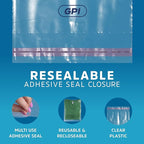 2000 Count - 22" x 24" Extra-Large Self Seal Poly Bags with Suffocation Warning, 1.5 Mil, Clear Polybags with Resealable Adhesive Strip for Shipping & Packaging Clothing, T Shirts & Sweaters. GPI