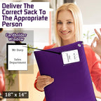 2 Pcs Interoffice Mailer Canvas Transit Sack Zipper Bag 18" x 14" Large Zipper Pouch with Grommet Interoffice Mail Bag (Purple)
