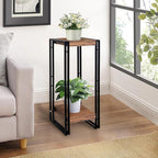 27.5 inch Tall Plant Stand Table, 2 Tier Plant Shelves Indoor Flower Pots Stand Holder Modern Corner Plant Stand Rack Shelves Square Plant Tables for Office Living Room, Balcony, Brown