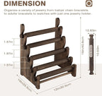 TOPNEW 5 Tier Wooden Bracelet Holder, Scrunchie Bangle Watch Necklace Display Storage Jewelry Holder Stand Display Organizer, Brown