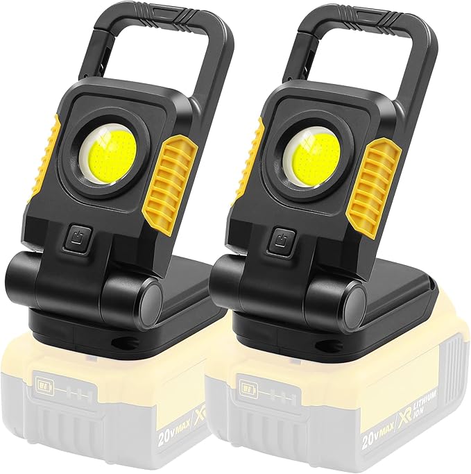 18/20V Cordless Portable Work Light - 2Pack 25W Super Bright COB LED with 3 Light Modes and Upgraded Low Voltage Protection (no Battery)