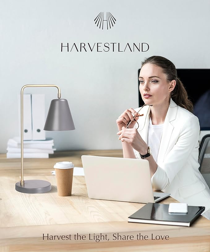 HarvestLand Steady Silver Reading Lamps for Bedside Table – Adjustable Industrial Table Lamp with Solid Base, Lamp for nightstand, Desk Lamp Home Office, Mid Century Modern Reading Lamp Style