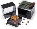 Red Co. Set of 3 Glossy Black / Clear Top Acrylic Cube Display Nesting Risers with Hollow Bottoms