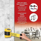 DuraSteel Wall Mount Crowd Control Retractable Belt Barrier - 9.2 Ft Yellow Do NOT Enter Retractables Barrier Belt w/Yellow ABS Casing Crowd Control Barriers Line NOT Stanchions with Retractable Belts
