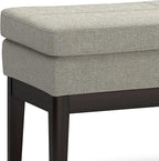 SIMPLIHOME Carlson Ottoman Bench - 45 inch Wide Upholstered Vegan Leather Rectangle Ottoman in Greige, Mid Century Modern Bench for Bedroom, Entryway or Living Room with Padded Seat