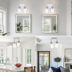 2-Light Track Lighting Kit Ceiling Kitchen Track Lighting Fixtures Chrome Bathroom Vanity Wall Lights with Clear Glass Multi-Directional Rotating Tracking Light Heads Spotlight for Accent Shop