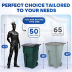 50-Gallon Rollout Trash Can with Lid, Commercial Heavy-Duty Container with Wheels, Green