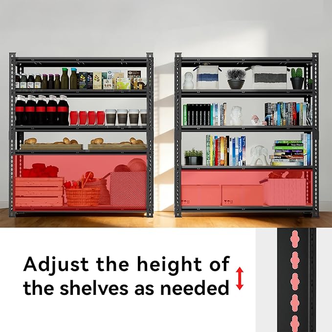 72" H Garage Shelving 3250 LBS Storage Shelves Heavy Duty，5 Tier Adjustable Metal Shelving Unit for Storage Rack Warehouse, Pantry, Closet, Kitchen (72 * 55 * 24)