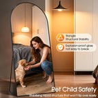 76"x34"Floor Mirror Full Length,Arched Full Length Mirror with Stand,Full Body Mirror,Hanging or Large Leaning for Bedroom Living Room Black