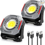 SUNPRO Magnetic Work Light Rechargeable, Portable FloodLight with Hook, Stepless Dimmable for Camping Car Repairing Emergency Job Site Lighting(2, Grey)