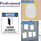 5 Pack Magnetic Sign Holder 8.5 x 11 - Rigid Sheet Protectors with Magnetic Strip Adhesive Strip, Adhesive Frames 8.5 x 11 Magnetic Picture Frames for Refrigerator,Whiteboard,Wall,Door,Window