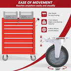 7 Drawers Rolling Tool Chest with Wheels, Portable Rolling Tool Boxes with Wheels, Tool Box Storage Cabinet with Locking System for Workshop(Red, 7 Drawers)