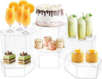 6 Pcs Buffet Risers, Dessert Stands, Acrylic Boxes for Display, Hexagonal Jewelry Showcase, Riser Display Cases Acrylic Display Base, Clear
