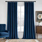 MIULEE Velvet Curtains 108 Inch Length 2 Panels Set for Bedroom, Pinch Pleat Back Tab Luxury Thermal Insulated Living Room Darkening Pleated Blackout Extra Long Window Curtain with Hooks, Navy Blue