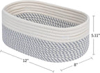 CubesLand Small Baskets, Storage Baskets for Organizing Shelves, Rectangular Woven Storage Basket Natural Cotton Rope Bins Closet Baby Nursery Empty Gifts Basket Off White/Mixed Gray