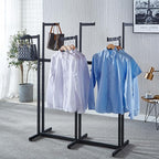 Floor Standing Metal Garment Rack - Heavy Retail Display Racks With Wheels, 8 Arms Clothing Rack, Square Tubing Portable Shirt Racks, Merchandise Display For Hanging Clothes (L-Black)