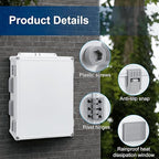 Outdoor Electrical Junction Box, ABS Water Resistant Enclosure with Internal Mounting Panel & Hinged Cover (16.5" H x 12.6" L x 6.1" W)