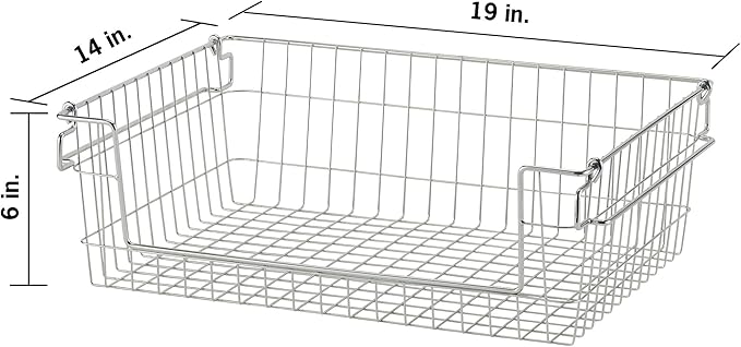 TRINITY 2-Pack Stackable Metal Wire Storage Baskets With Handles, EcoStorage Chrome, 19 Inches