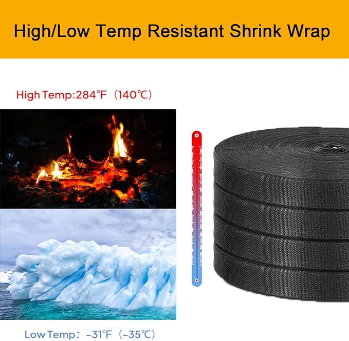 Heat Shrink Braided Sleeving 2:1 Shrinkable Fabric Cable Sheathing Wire Tubing Management Abrasion Protectors Flexibility 3/8" ID-16FT