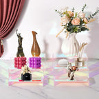 Iridescent Acrylic Display Risers, 6pcs Rainbow Display Stand Rectangular Stands Showcase Transparent Display Shelf for Dessert Cupcake Collectibles Figures Jewelry Perfume Christmas Decor