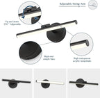 Hardwired Adjustable Lighting Matte Black Modern LED Picture Lights for Paintings 15.7'' Inch Long Swing Arm Metal Art Lights Warm White 3000K