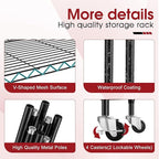 6-Tier Rolling Storage Shelves, 14" D x 24" W x 71" H Adjustable Space-Saving Wire Rack Shelving, 750 lbs Capacity Heavy Duty Metal Shelving with Wheels for Garage, Closet, Kitchen