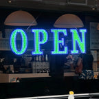 40"x 14" Large Flashing Open Sign for Business, Unique Design Super Bright Open Sign with Hanging Installation for Bar Salon Coffee Stores Club Hotel (Blue & Green)